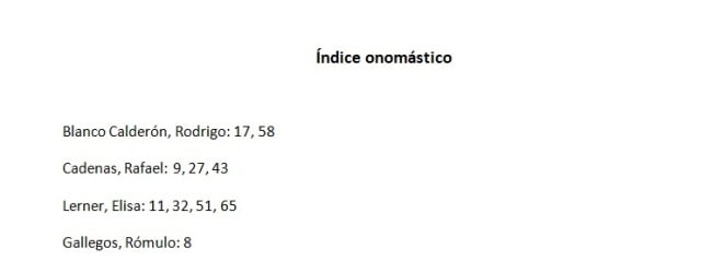 Índice, índice onomástico